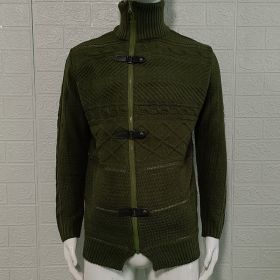 Autumn And Winter Turtleneck Men's Cardigan Coat (Option: Army Green-S)