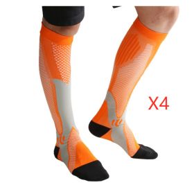 Compression Socks For Men&Women Best Graduated Athletic Fit For Running Flight Travel Boost Stamina Circulation&Recovery Socks (Option: Orange 4PC-S M)