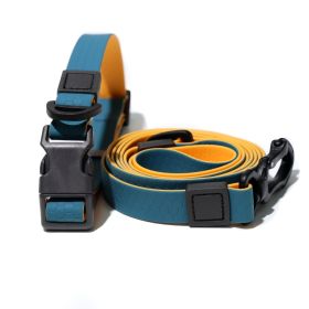 Honeycomb Embossed Dual-Color Pet Leash Set Is Stylish And Fashionable. The Embossed Surface Enhances The Leash's Grip, Preventing Slippage When Held. (Option: Blueorange-20mm)