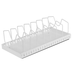 1Pc Pull Out Pots And Pans Organizer Under Cabinet With 8 Adjustable Dividers Rustproof Carbon Steel Sliding Pots Holder For Kitchen Cookware Bakeware (Option: white)