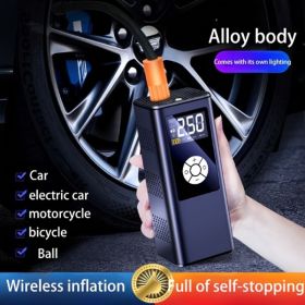 Wireless Car Inflatable High-power Portable Intelligent Digital Display Inflatable Treasure Multi-function Wireless Charging (Option: Black)
