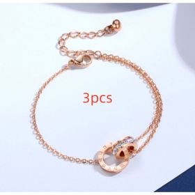 Diamond inlaid zircon titanium steel bracelet (Option: Rose Gold 3pcs)
