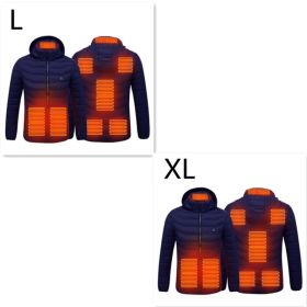 New Heated Jacket Coat USB Electric Jacket Cotton Coat Heater Thermal Clothing Heating Vest Men's Clothes Winter (Option: Blue Zone8 2PC-Set8)