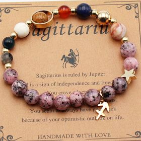 Eight Planets 12 Constellation Bracelet Natural Stone Hemp Stone (Option: Sagittarius)