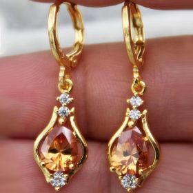 Purple Zircon All-match Drop-shaped Temperament Earrings (Option: Champagne)