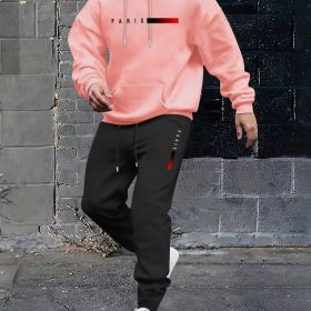 Women's Loose-fit Hoodie Jacket With Long Sleeves And Matching Pants (Option: Pink Black-S)