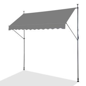 300x120x200-300cm, Grey, Support Canopy, Polyester Fabric, Aluminum-iron Frame, Retractable (Option: Grey)
