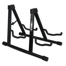 5 CORE Double Guitar Stand Floor Adjustable Heavy Duty A Frame Universal Folding Acoustic Electric Bass Mandolin Banjo Violin Holder Multiple Folding (Option: GSS2N1BLK)