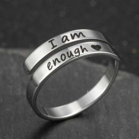 Stainless Steel Ring Retro English Double Ring (Option: Steel color-Adjustable opening)