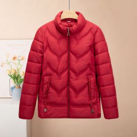 Cotton Coat, Light Down Cotton, Fashionable Short Style New Winter Thin Cotton Jacket (Option: Claret-2XL)