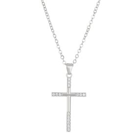 Diamond Cross Necklace Female Cross Pendant Clavicle Chain (Option: White KK1350)