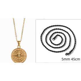 Stainless Steel Compass Circular Necklace (Option: Gold solidwith black)