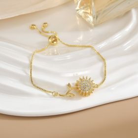 Simple Rotatable Flower Color-preserving Pure Copper Gold-plated Bracelet (Option: Rotating Bracelet 14)