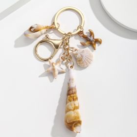 Simulation Shell Conch Starfish Five-pointed Star Pendant Keychain (Option: Style 7)