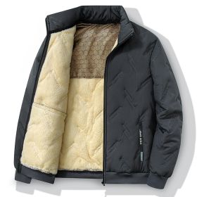 New Graphene-design Cotton Coat Winter Warm Thickened Fleece Jacket Fashion Casual Mens Clothing (Option: Grey-2XL)