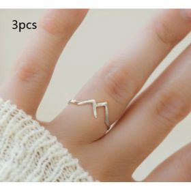 Mountain-shaped Copper Creative Custom Ladies Ring (Option: Silver-3PCS)