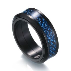 Personality Ring Titanium Steel Hip Hop Simplicity (Option: Black blue-US No.08)