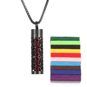 Aromatherapy Pendant Perfume Bottle Essential Oil Titanium Steel (Option: 9Black  10 cotton pads)
