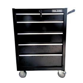Tool Cabinet Tool Cart 24.2inch With Drawers And Wheels, Metal Rolling Tool Box Locked Drawers Storage Organizer Cabinet With Several Colour Available (Option: Five Drawer and Black)