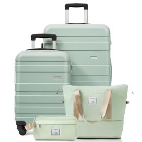 4-Piece Luggage Set  - 20in Carry-On, 28in Checked Suitcase with TSA Lock Travel Duffel Bag Wet-Dry Toiletry Bag,green (Option: Light Green)