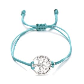 Hand-woven Red Rope Tree of Life Bracelet (Option: Lake Blue)