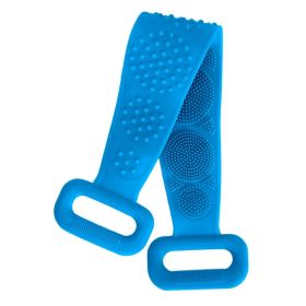 Silicone Back Scrubber Belt For Shower Exfoliating Foaming Body Wash Strap Brush Bristles Massage Dots (Option: Blue)