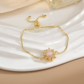 Simple Rotatable Flower Color-preserving Pure Copper Gold-plated Bracelet (Option: Rotating Bracelet 36)