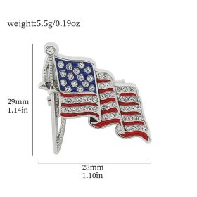 American Flag Golden M Badge Alloy Drop Oil Diamond Brooch (Option: XZ709 1PCS)