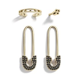 Alloy pin rhinestone stud earrings (Option: Black)
