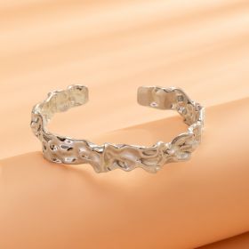 Glossy Heavy Industry Design Bracelet Geometric Personalized Wide Bracelet (Option: 04 Silver 2259)