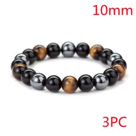 Tiger Eye Stone Bracelet Natural Stone Bracelet (Option: Black 3pcs-10mm)