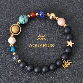 Eight Planets Twelve Constellations Bracelets Frosted Stone Beaded Bracelet (Option: Aquarius)