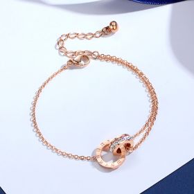 Diamond inlaid zircon titanium steel bracelet (Option: Rose Gold)