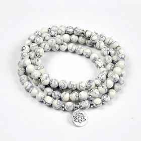 Amazon Stone Tiger Eye Stone Bracelet Necklace 108 Buddha Beads Lotus Bracelet (Option: Synthetic White Pine-1PC)