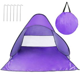 1Pc 2-3Person Beach Tent With Net Window Storage Bag 64.96 X 59.06 X 43.31in Anti-UV Automatic Waterproof For Outdoor Beach Camping Fishing Park (Option: Purple)