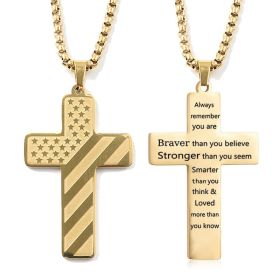 Cross Flag Necklace Hip Hop Titanium Steel (Option: Style 4 Gold)