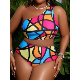 Women's Two-piece Casual Swimsuit P258 (Option: Design and color-1XL)