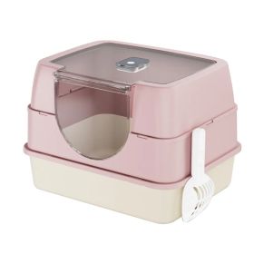 Enclosed Cat Litter Box, Orange - Odor-Locking, Spacious For Large Cats, A Must-Have For Cat Parents (Option: pink)