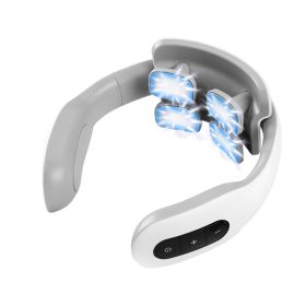 1 Set EMS Neck Massager With Heat For Mother's Day Gift Cordless Cervical Neck Massager EMS Neck Massager With 6 Modes 15 Intensity Levels Remote Cont (Option: White 4 head)