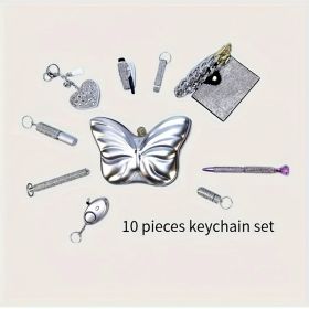 10 Pieces Keychain Set (Option: silver)