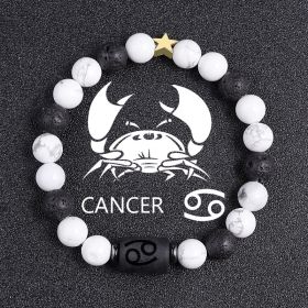 White-barked Pine Volcanic Rock String Beads And Round All-match Bracelet Beads (Option: Cancer)