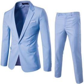 Suit Youth Summer Korean Style Self-cultivation Single Western Jacket (Option: Light Blue-M)