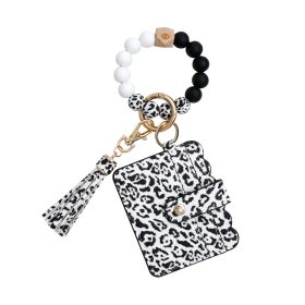 Silicone Bracelet Wrist Keychain Pendant (Option: K68430 White Leopard Grain)