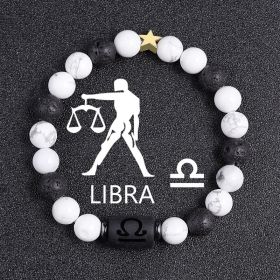 White-barked Pine Volcanic Rock String Beads And Round All-match Bracelet Beads (Option: Libra)