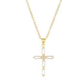 Diamond Cross Necklace Female Cross Pendant Clavicle Chain (Option: Imitation Gold K1575)