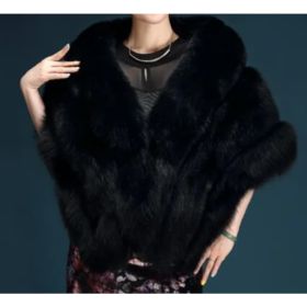 Autumn And Winter New Fox Fur Silver Fox Fur Coat Shawl Cape Female (Option: Black-Standard size)