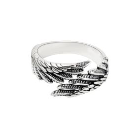 Love Couple Plain Silver Ring Angel Wings (Option: 925sliver)