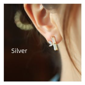Sterling Silver Hetian Jade Bamboo Earrings (Option: White and yellow-Silver)