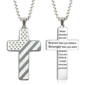 Cross Flag Necklace Hip Hop Titanium Steel (Option: Style 4 Steel)