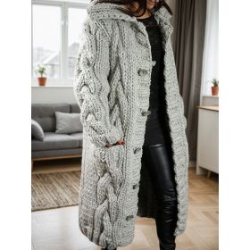 New Women's Retro Hemp Rope Knot Plus Size Cardigan Sweater, Comfortable Fit, Suitable For Autumn And Winter. (Option: 2XL)